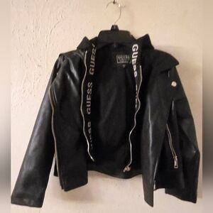 Guess Black Leather Outerwear